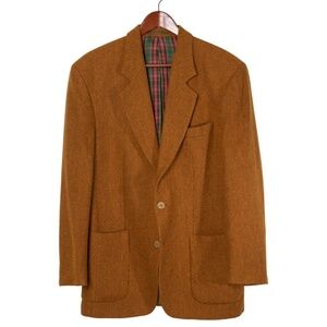 HIM Collection Vintage Size 48 100% Wool Sport Coat 70s Tan Ochre Casual